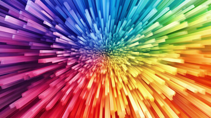 Wall Mural - explosive abstract visual effect created by vibrant rainbow colored rectangular bars