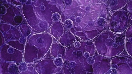 Fototapete - Abstract representation of interconnected cells in a purple hue, illustrating biological structures.