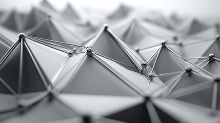 Leinwandbilder - Abstract geometric structure with interconnected metallic elements.