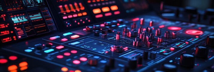 Aufkleber - A close-up of a colorful electronic music production interface with knobs and screens.