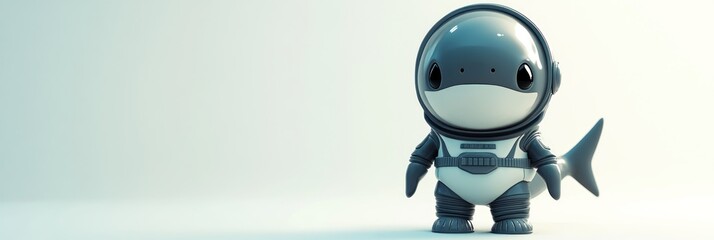 Aufkleber - A cute astronaut shark character in a space suit, designed for playful and imaginative themes.