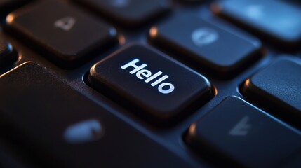 Wall Mural - Close-up of a Keyboard's 'Hello' Key: A Technological Greeting