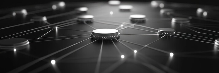 Aufkleber - A network of interconnected nodes representing data or technology.