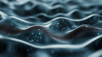 Aufkleber - Futuristic cyberspace landscape with dynamic glowing particle waves on abstract background