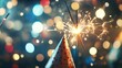 © Klong - 5. A group of friends at a New Year party wearing festive hats and holding sparklers