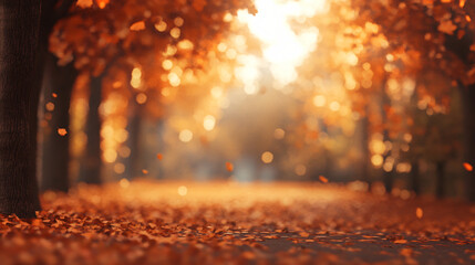 Aufkleber - Magical atmosphere in the park as golden leaves fall from trees on a beautiful autumn afternoon