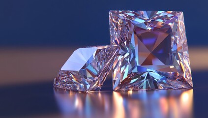 Aufkleber - Two sparkling gemstones reflecting light in a serene setting.