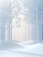 Aufkleber - This serene winter forest features delicate white paper silhouettes of trees set against a softly glowing backdrop of snow. Generative AI