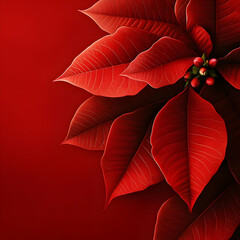 Wall Mural - Abstract background with red Poinsettia leaves. Square composition.
