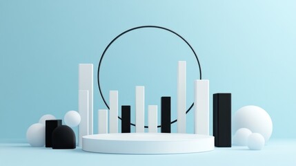 Aufkleber - Abstract geometric shapes in a minimalist setting, ideal for design presentations.