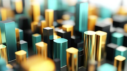 Leinwandbilder - A close-up view of colorful, abstract 3D geometric shapes resembling a cityscape.