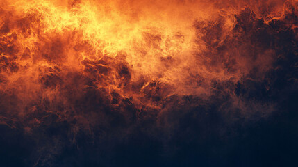 Aufkleber - Golden fire burning brightly against a dark sky, creating a dramatic and vibrant contrast