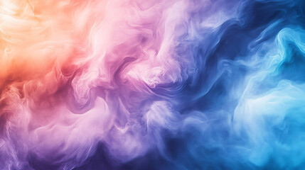 Aufkleber - Colorful smoke is swirling, creating abstract shapes and patterns, with a gradient from orange to blue