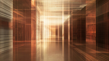 Fototapete - Abstract light trails forming a radiant corridor stretching into endless space