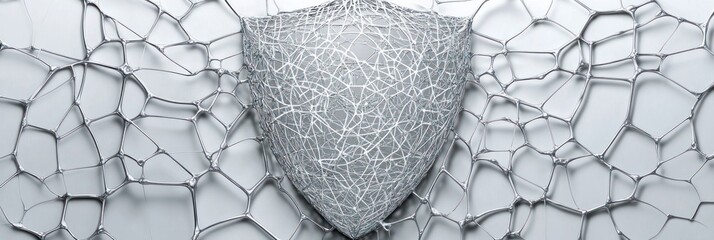 Leinwandbilder - A shield made of interconnected wires against a textured background.