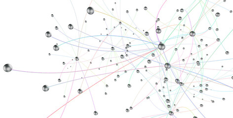 Leinwandbilder - Abstract connected dots and lines. Concept of AI technology, Motion of digital data flow.