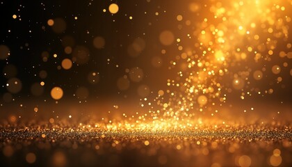 Aufkleber - Golden glitter swirls. Abstract background. Shimmering particles. Festive bokeh. Magic light. Holiday design. New year celebration. Bright sparkles. Glowing texture. Shiny foil. Modern space. Night