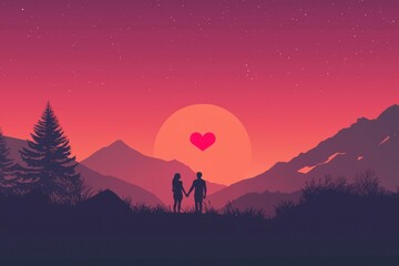 Wall Mural - Another detailed Valentine��s Day background showcasing a couple holding hands, 