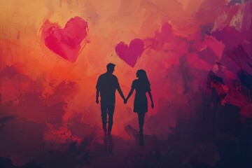 Wall Mural - A beautiful Valentine��s Day background illustrating love and connection, 