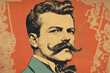 © ink drop - Vintage style illustration of a gentleman with a large mustache
