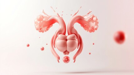 Poster - Abstract representation of female reproductive organs in a vibrant, artistic style.