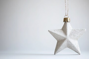 Wall Mural - hanging white star ornament on a plain background