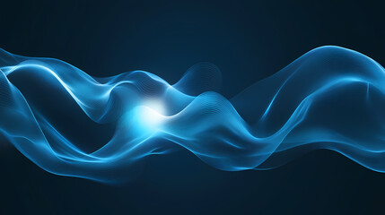 Wall Mural - Abstract blue swirling particles forming wavy shape with light center. Galaxy Ripple Dreams. Illustration