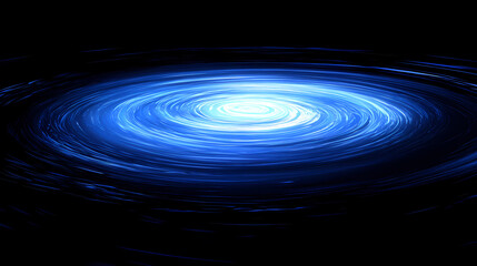 Wall Mural - Abstract blue swirling particles forming wavy shape with light center. Galaxy Ripple Dreams. Illustration