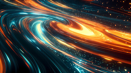 Wall Mural - Abstract 3d background with wavy lines and glowing lights. Galaxy Ripple Dreams. Illustration