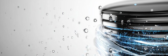 Leinwandbilder - A close-up of a swirling liquid with droplets, suggesting freshness and purity.