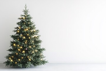 Wall Mural - illuminated christmas tree on plain background with space