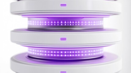 Fototapete - A futuristic device with layered components and purple lighting, possibly for technology or science.
