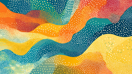Wall Mural - Vibrant abstract background with wavy business lines and playful polka dot patterns, polka dot pattern, whimsical style, business. Abstract Wavy Patterns. Illustration