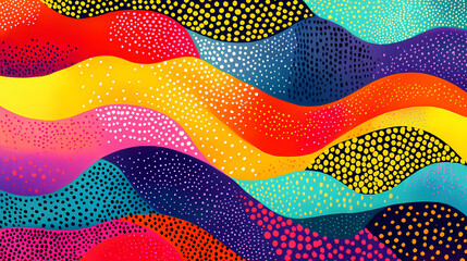 Wall Mural - Vibrant abstract background with wavy business lines and playful polka dot patterns, polka dot pattern, whimsical style, business. Abstract Wavy Patterns. Illustration