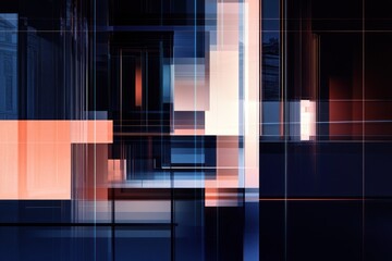 Leinwandbilder - Abstract geometric composition with layered shapes and vibrant colors.