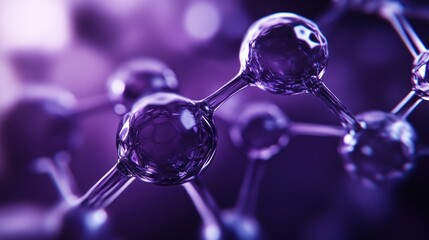Aufkleber - Close-up view of molecular structures in a purple hue, emphasizing scientific themes.