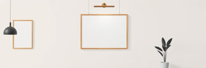 Wall Mural - a realistic hanging poster mockup template in a modern interior setting with customizable frame and 