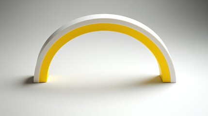 Leinwandbilder - A minimalist arch sculpture with a white exterior and yellow interior, set against a neutral background.