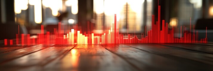 Poster - A digital soundwave visualization with a warm sunset backdrop.