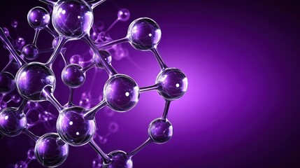 Aufkleber - Abstract molecular structure with a purple background, symbolizing science and chemistry.