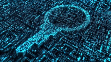 Aufkleber - A digital key symbol overlaid on a circuit-like background, representing security and technology.