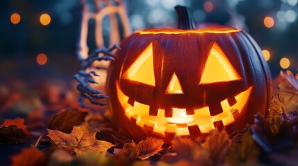 Wall Mural - 3d rendered hallowen background with pumpkins