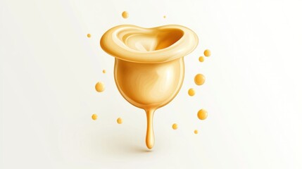 Poster - A stylized illustration of a yellow cup with liquid dripping and splashes around it.
