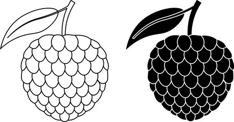 Wall Mural - outline silhouette sugar apples fruit icon set