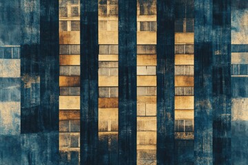 Leinwandbilder - Abstract representation of building facades with a textured, artistic overlay.