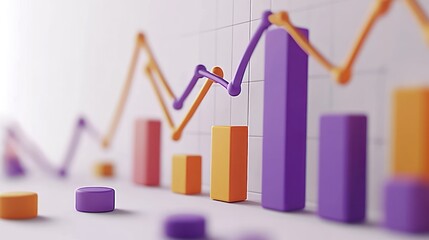 Poster - A colorful bar graph with varying heights representing data trends and analysis.