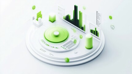 Aufkleber - Abstract data visualization with green elements and graphs.