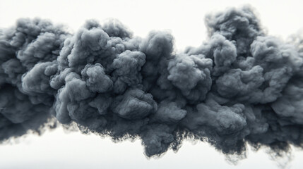 Aufkleber - Swirling, billowing dark gray smoke creating abstract shapes against a bright white backdrop
