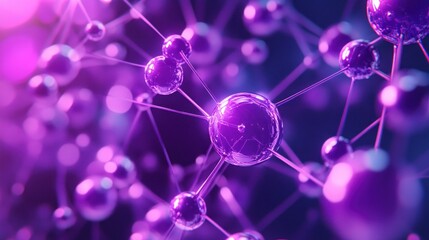 Aufkleber - Abstract representation of molecular structures in vibrant purple hues.