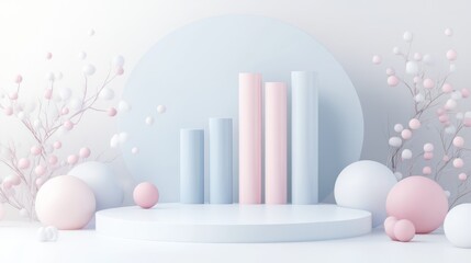 Aufkleber - A minimalist display featuring pastel geometric shapes and soft textures, ideal for presentations.